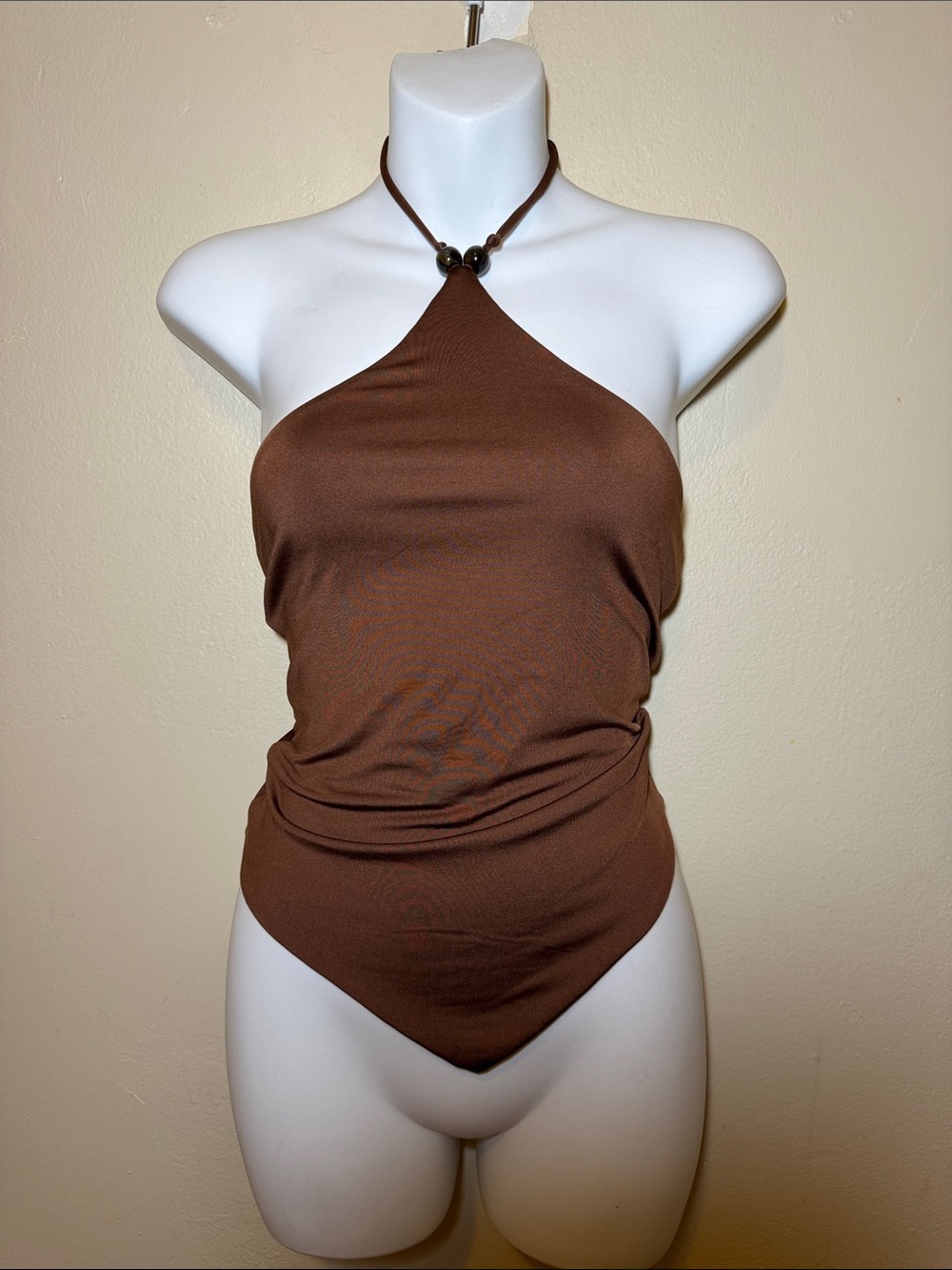Brown Halter-Neck Women’s Halter Bodysuit